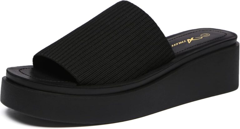 Athlefit Women's Slip On Platform Sandals Comfortable Open Toe Summer Flatform Slide Sandals