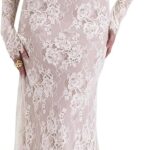 Women Cami Lace Maxi Dress Romantic Long Sleeve Lace Bodycon Dresses Elegant