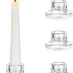 Hewory Glass Taper Candle Holders: 4 PCS Candlestick Holders Clear Short Tapered Candle Holder Set - Candle Stick Holder Decor for Table Centerpiece Wedding Party Advent Christmas Home Decorations