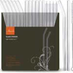 ANNVCHI 16 Pack Reusable Glass Straws,Set of 6 Straight and 6 Bent with 4 Cleaning Brush,Perfect for Smoothies,Tea, Juice, Milkshakes(8.5''x10 MM)