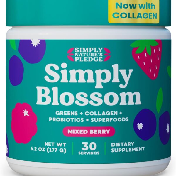 Simply Blossom Nutrition - Daily Greens & Superfood Powder + Collagen + Probiotics for Women's Digestive Health & Bloating Relief. Help Your Health Bloom - 30 Day Supply