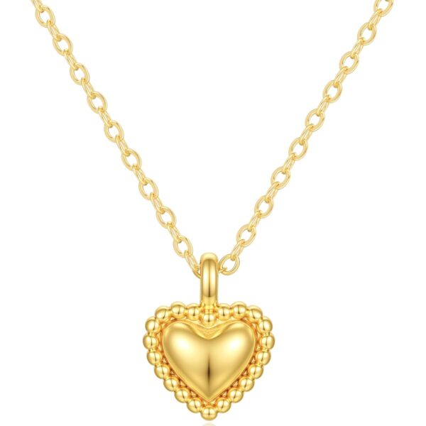 Dainty Heart Necklace for Women, 14k Gold Plated/Rose Gold/Silver Tiny Cute Heart Pendant Necklace Minimalist Choker CZ Necklace Jewelry Gifts for Women
