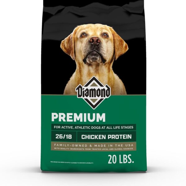Diamond Premium All Life Stages Dry Dog Food 26/18 for Active, Athletic & Sporting Dogs 20lb Bag