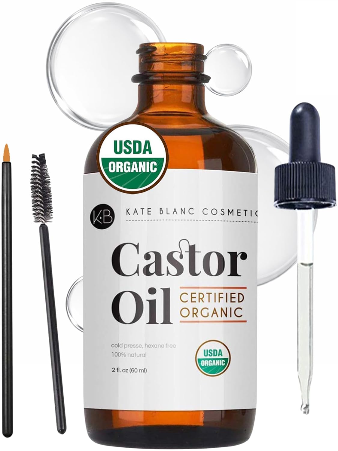 Kate Blanc Cosmetics Castor Oil Organic for Hair, Lashes, Face, Skin (2oz), 100% Pure, Cold Pressed, Hexane Free Hair Oil. Lash Serum for Thicker-Looking Eyelashes & Eyebrows Kate Blanc Cosmetics Castor Oil Organic for Hair, Lashes, Face, Skin (2oz), 100% Pure, Cold Pressed, Hexane Free Hair Oil. Lash Serum for Thicker-Looking Eyelashes & Eyebrows