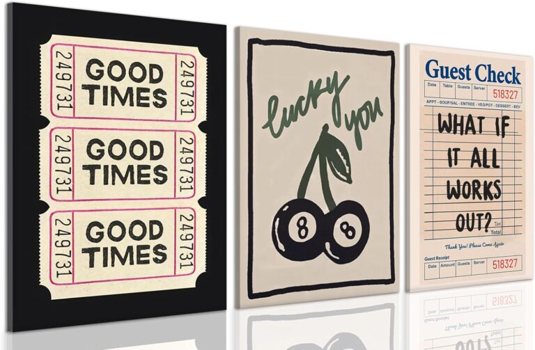Dytila Framed What If It All Works Out Quote Wall Art Set of 3, Retro Good Times Trendy Pictures Wall Decor Lucky You Vintage Room Aesthetic Paintings, Prints for Bar Cart Apartment Decor 12x16 in