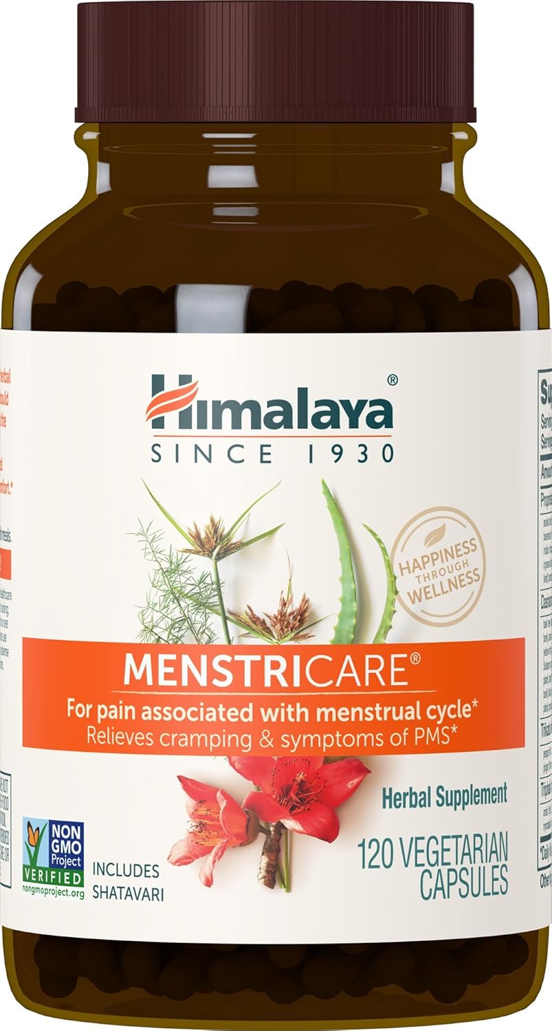 Himalaya MenstriCare, 30 Day Supply - Supports PMS, Menstrual Cramp Relief, and Hormone Balance for Women - Vegan, Non-GMO, Gluten Free, 120 Capsules Himalaya MenstriCare, 30 Day Supply - Supports PMS, Menstrual Cramp Relief, and Hormone Balance for Women - Vegan, Non-GMO, Gluten Free, 120 Capsules