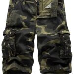 DONGD Mens Cargo Shorts Cotton Relaxed Fit Camouflage Camo Cargo Short