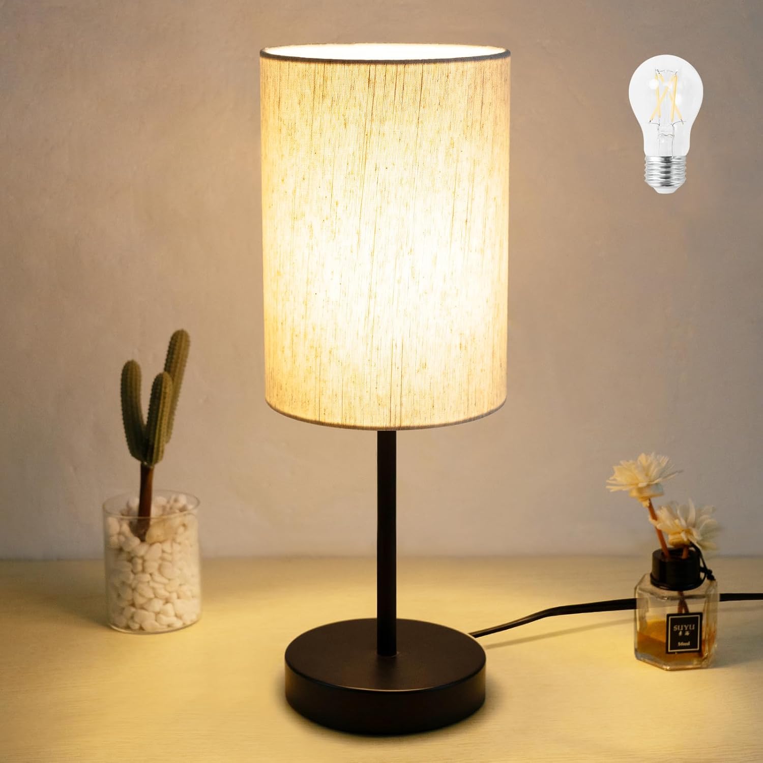 RISLG Small Table Lamp, Bedside Table Lamp for Bedroom, Lamp for Nightstand with Linen Fabric Shade, Minimalist Modern Desk Lamp for Living Room Office Dorm Kids Room RISLG Small Table Lamp, Bedside Table Lamp for Bedroom, Lamp for Nightstand with Linen Fabric Shade, Minimalist Modern Desk Lamp for Living Room Office Dorm Kids Room