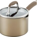 Anolon Advanced Home Hard Anodized Nonstick Sauce Pan/Saucepan with Straining and Lid, 2 Quart (2 Qt Straining Saucepan, Bronze)