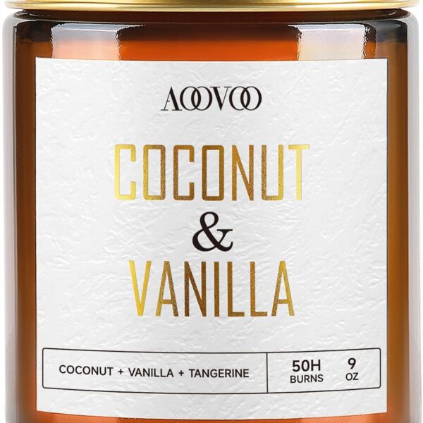 AOOVOO Coconut Vanilla Candles - 9 oz Scented Candles, Aromatherapy Candle, Soy Candle for Home Scented