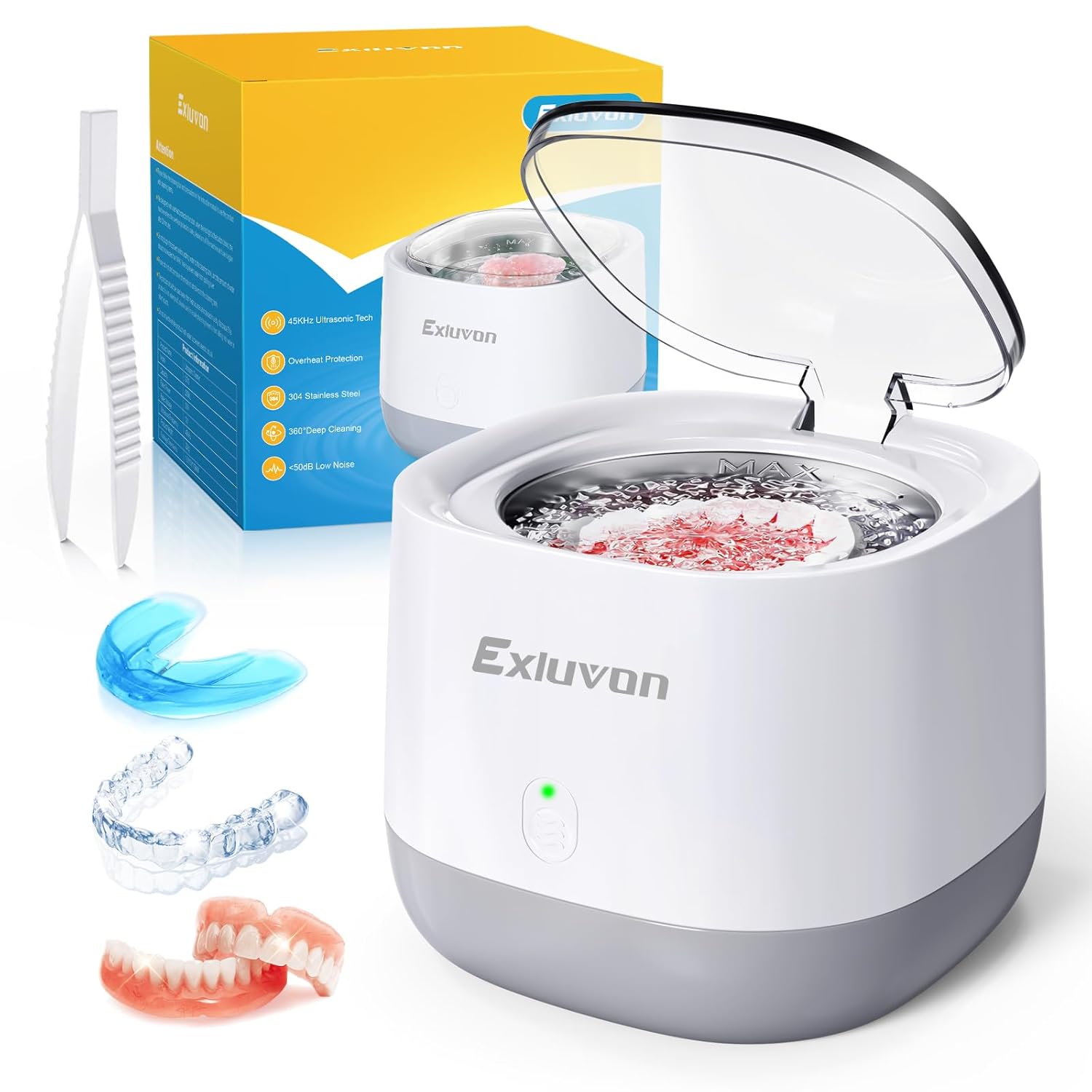 Ultrasonic Retainer Cleaner 45kHz, 250ML Portable Jewelry Cleaner, Professional Retainer Cleaner Machine for Denture, Mouth Guard, Aligner Ultrasonic Retainer Cleaner 45kHz, 250ML Portable Jewelry Cleaner, Professional Retainer Cleaner Machine for Denture, Mouth Guard, Aligner