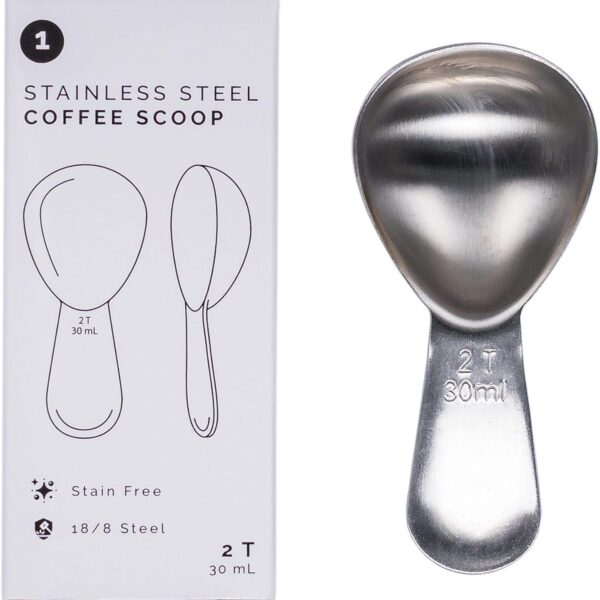 Coffee Scoop - Brushed Stainless Steel - 2 Tablespoon Capacity - Fits inside Airscape Canisters (Brushed Steel)