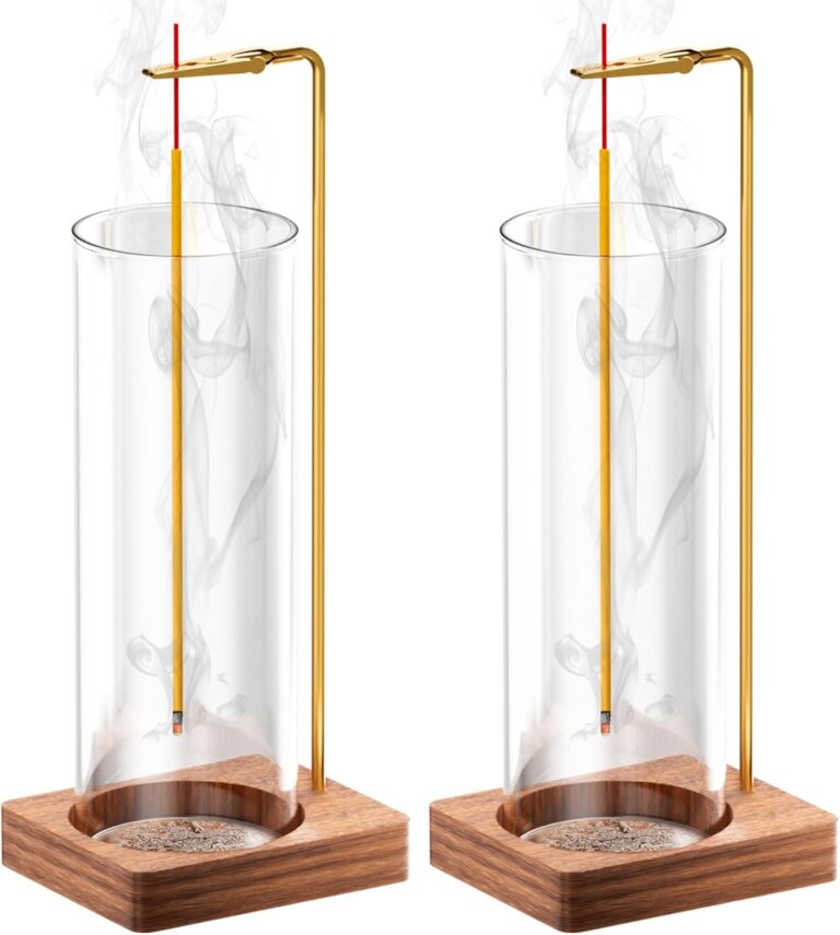 Incense Holder for Sticks, Insence-Stick Holder, Anti-Ash Flying No Mess Incense Burner, Incense Stick Holder with Glass Ash Catcher, for Yoga Spa Meditation Home Decor(2 Pack)