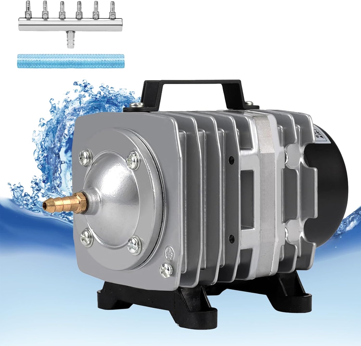 Aquarium Air Pump with Aluminum Housing, Commercial Air Pump with 6-Outlet Air Manifold, Pond Aerator Fish Tank Bubbler for Aquarium, Pond, Hydroponics (650GPH-20W) Aquarium Air Pump with Aluminum Housing, Commercial Air Pump with 6-Outlet Air Manifold, Pond Aerator Fish Tank Bubbler for Aquarium, Pond, Hydroponics (650GPH-20W)