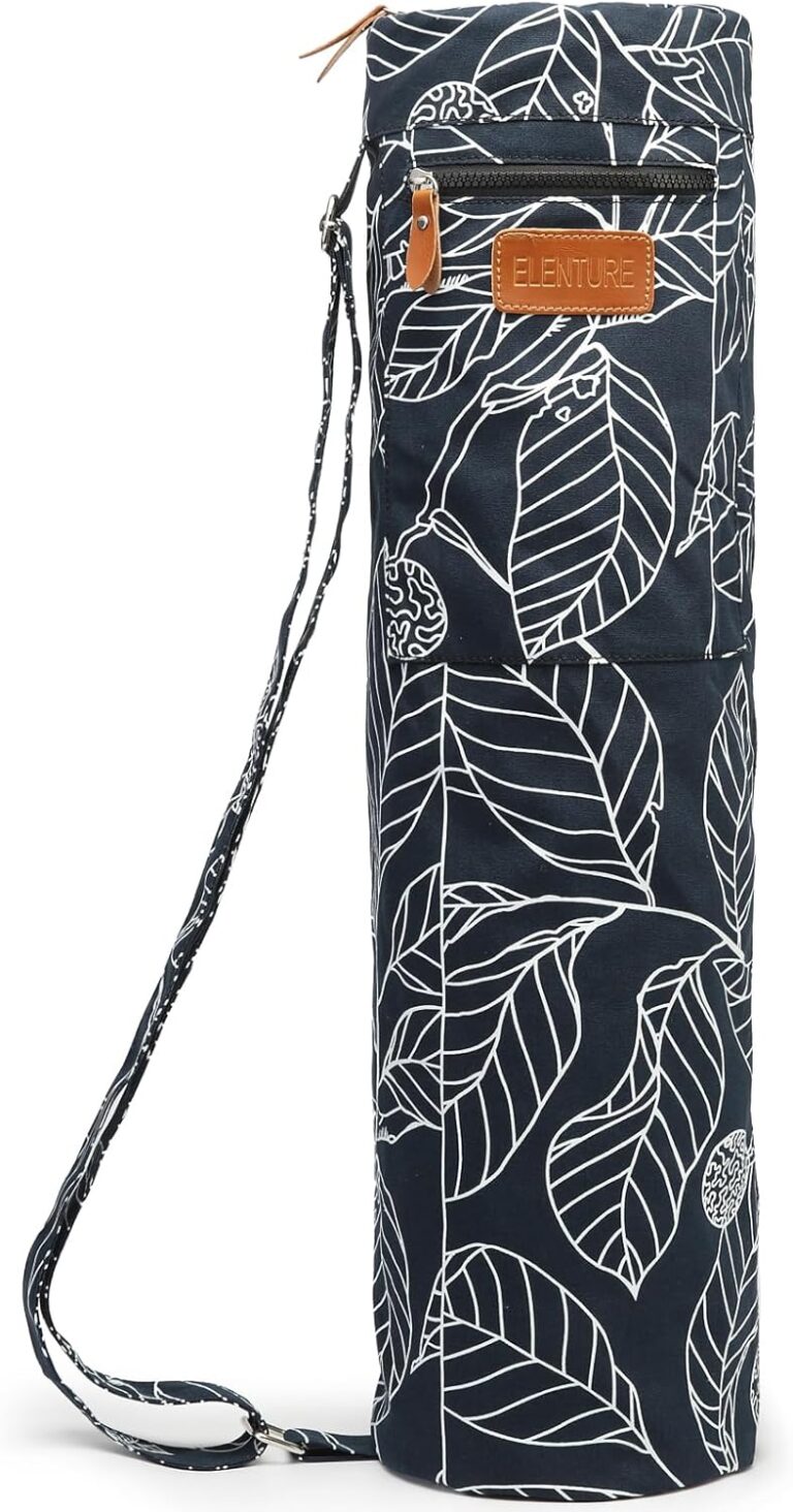 Canvas Yoga Mat Bag with Adjustable Strap & Pockets, Full-Zip Travel Gym Tote for Women & Men, Fits 1/4" & 1/3" Thick Mats, Lightweight Carrier for Yoga, Studio, Workout, Outdoor Use