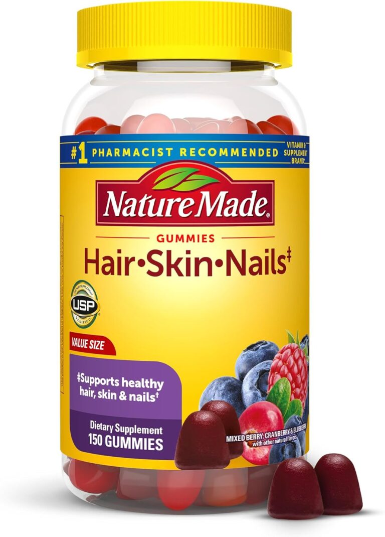 Nature Made Hair Skin and Nails with Biotin 2500 mcg, Dietary Supplement for Healthy Hair, Skin & Nails Support, 150 Gummies, 75 Day Supply