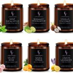 Scented Candles Set, Soy Wax Candles 6 Pack 42 Oz Aromatherapy Candles Gift Set for Women Men (Sage/Vanilla/Lemon/Sandalwood/Mint/Rose)