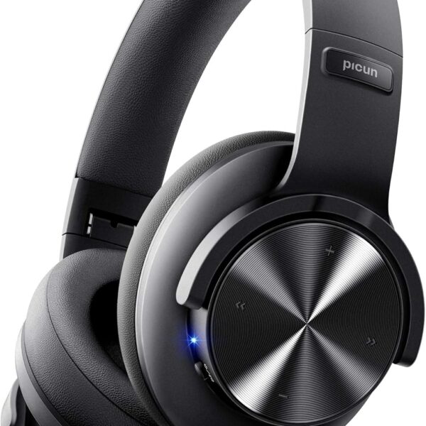 Picun B8 Bluetooth Headphones, 120H Playtime Headphone Wireless Bluetooth with 3 EQ Modes, Low Latency, Hands-Free Calls, Over Ear Headphones for Travel Home Office Cellphone PC Black