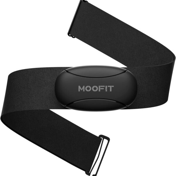 moofit HR8 Heart Rate Monitor Chest Strap, Low Energy Real-Time Heart Rate Data Bluetooth 5.0/ANT+, Longer Communication Range, IP67 Waterproof, Compatible with iOS/Android Apps, Gym Equipment, Black