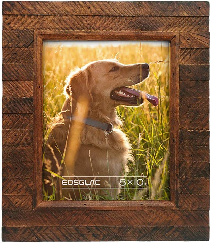 Eosglac Wooden Picture Frame 8x10 inch, Wood Plank Design with Rustic Brown Finish, Wall Mounting or Tabletop Display, Handmade Photo Frame Eosglac Wooden Picture Frame 8x10 inch, Wood Plank Design with Rustic Brown Finish, Wall Mounting or Tabletop Display, Handmade Photo Frame