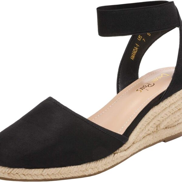 DREAM PAIRS Women's Elastic Ankle Strap Espadrilles Wedge Sandals