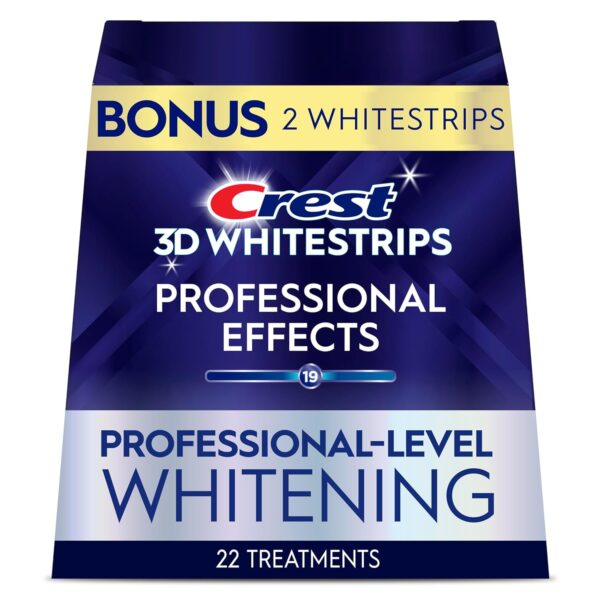 Crest 3D Whitestrips Professional Effects  Teeth Whitening Kit, 22 Treatments (20 + 2 Bonus), Each with 1 Upper/1Lower, 44 Strips  Crest 3DWhite Teeth Whitening Strips