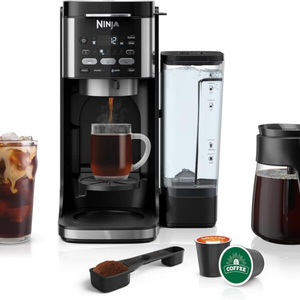 Ninja Drip Coffee Maker | DualBrew Pro Hot & Iced Coffee Machine, Single Serve to Carafe | Brew with Pods & Grounds, Compatible with K Cups | 3 Brew Styles, 60oz Removable Reservoir | Black, CFP101