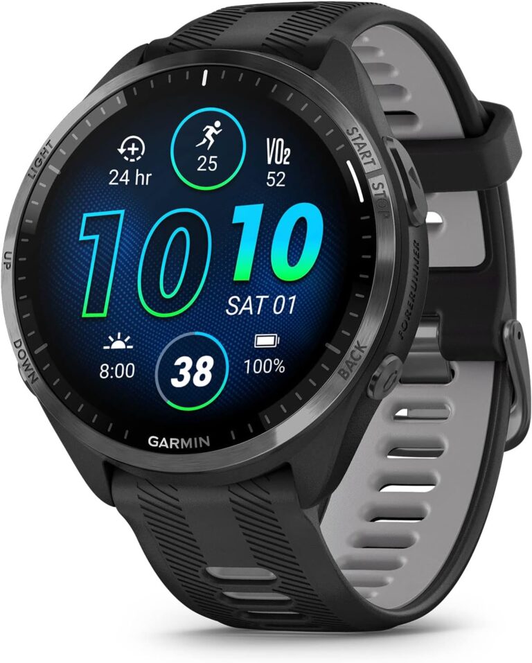 Garmin Forerunner 965 Running Smartwatch, Colorful AMOLED Display, Training Metrics and Recovery Insights, Black and Powder Gray, 010-02809-00