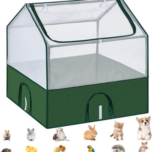 Dinmo Small Animal Playpen, Guinea Pig Cages, Rabbit Playpen, Puppy Play Pen for Indoors, Pet Playpen with Waterproof Floor for Hamsters, Hedgehogs, Bunny, Indoor Outdoor Portable Fence, Green