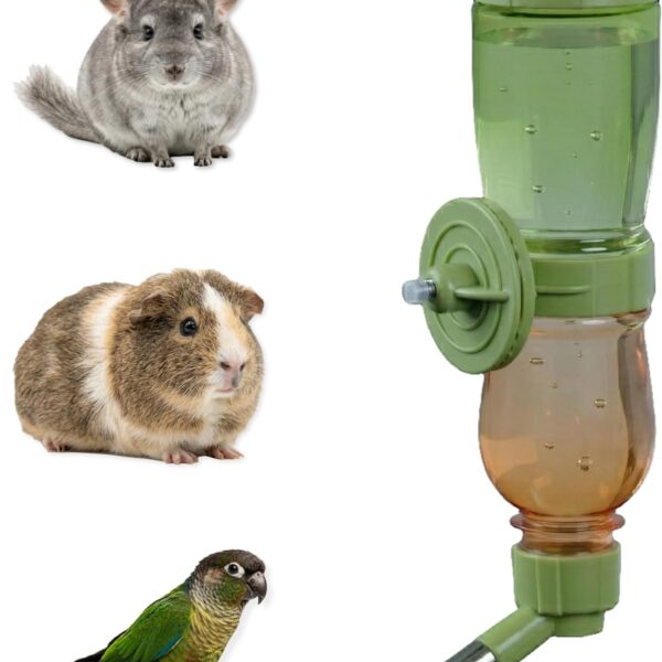 Leak-Proof Small Animal Water Bottle for Chinchillas, Guinea Pigs & Rabbits, Bird & Parrot Water Dispenser (Green, 8.12oz)