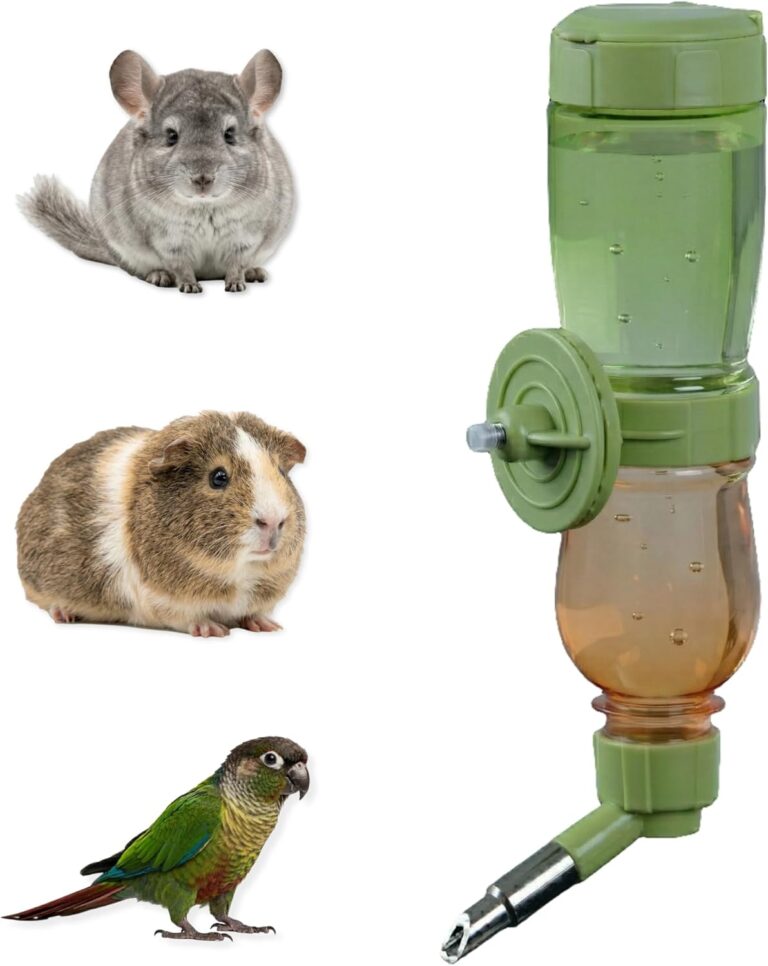 Leak-Proof Small Animal Water Bottle for Chinchillas, Guinea Pigs & Rabbits, Bird & Parrot Water Dispenser (Green, 8.12oz)