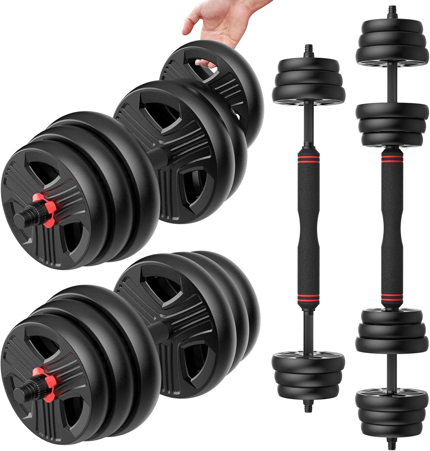 UKEEP Adjustable Dumbbells Set, 20/30/40/55/60/80lbs Free Weight Set with Connector, 2 or 3 in 1 Dumbbells Set Used as Barbell, Kettlebells, Fitness Exercises for Home Gym Suitable Men/Women UKEEP Adjustable Dumbbells Set, 20/30/40/55/60/80lbs Free Weight Set with Connector, 2 or 3 in 1 Dumbbells Set Used as Barbell, Kettlebells, Fitness Exercises for Home Gym Suitable Men/Women