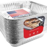 Stock Your Home 9x9 Aluminum Foil Pans - 8.75" L Rim (30 Pack) Square Tins for Toaster Oven- Cooking Lasagna, Casserole, and Doing Food Prep - Disposable Baking Pan for Cake or Brownie Dish