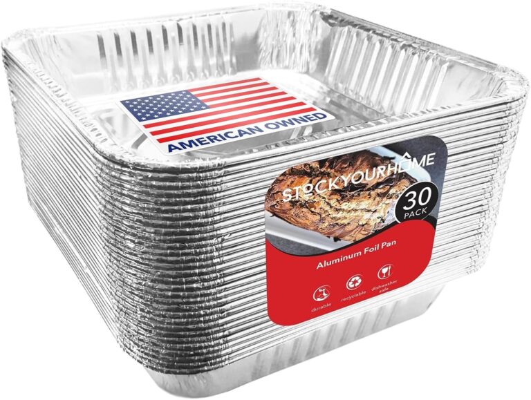 Stock Your Home 9x9 Aluminum Foil Pans - 8.75" L Rim (30 Pack) Square Tins for Toaster Oven- Cooking Lasagna, Casserole, and Doing Food Prep - Disposable Baking Pan for Cake or Brownie Dish