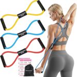 RENRANRING Figure 8 Fitness Resistance Bands with Handles - Exercise Tube Band Set of 3 for Arm and Shoulder Stretch, Rope 8 Word Elastic for Women and Men