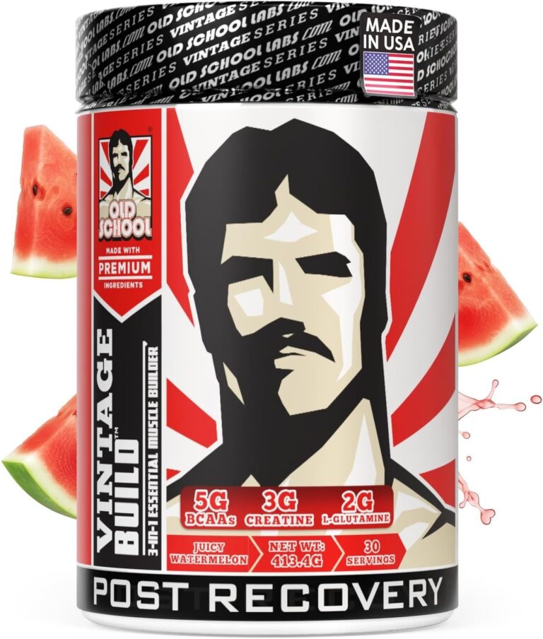 Old School Labs Vintage Build Post-Workout Recovery Powder Drink with BCAAs, Creatine & L-Glutamine to Support Muscle Recovery & Strength for Men & Women  Juicy Watermelon, 30 Servings