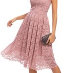Atnlewhi Womens Spaghetti Strap V Neck Sleeveless A Line Lace Dresses for Evening Cocktail Formal Wedding Guest