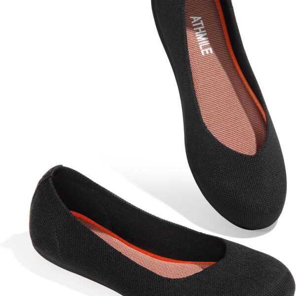 ATHMILE Women's Flat Ballet Shoes Knit Flat Shoes for Women Round Toe Slip on Women Flats for Dressy Casual Office Work Wedding Comfort Soft