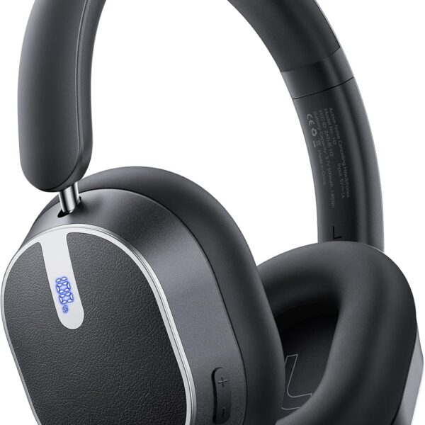 bmani Hybrid Active Noise Cancelling Headphones,120H Playtime Wireless Headphones Bluetooth 6.0 with Power Display, 6-Mic ENC Calls, 360 Spatial Audio Over Ear Headphones Headset for Travel Game