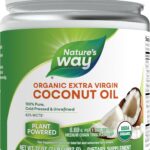 Nature's Way USDA Organic Extra Virgin Coconut Oil, Organic Virgin Coconut Oil, Pure, Cold-Pressed, Hexane Free, Gluten Free, Contains 62% MCTs, Non-GMO Project Verified, 32 Oz (Packaging May Vary)