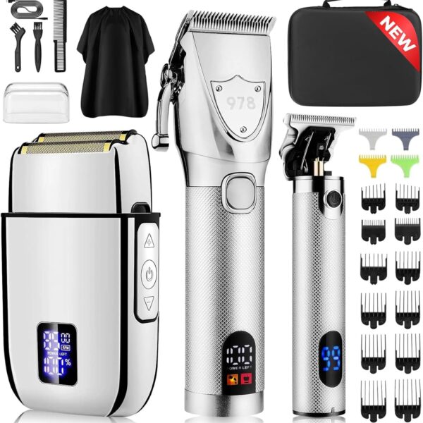 Suttik Professional Hair Clippers Set for Men, Electric Foil Shavers for Men, Barber Kit Clipper and Trimmer Set with Travel Case