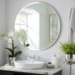 KOHROS Frameless Round Bathroom Mirror for Over Sink 24" x 24" Circle Mirror Beveled Edge Wall Mirror for Bathroom Vanity Entryway Bedroom