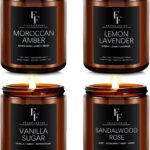 Scented Candles for Home Scented Aromatherapy Candles, 4 Pack 28 Oz Soy Wax Candle Gift Set Valentine's Day Gift for Women Men (Lavender/Vanilla//Sandalwood Rose/Moroccan Amber)