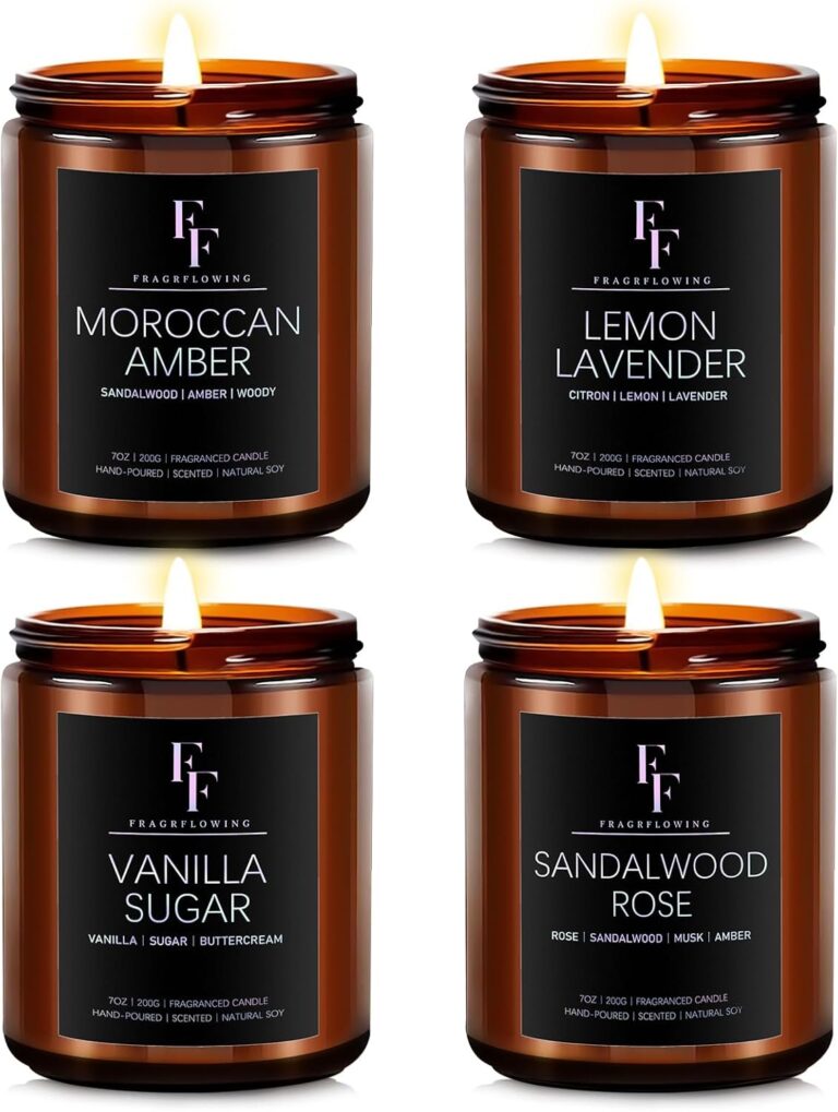 Scented Candles for Home Scented Aromatherapy Candles, 4 Pack 28 Oz Soy Wax Candle Gift Set Valentine's Day Gift for Women Men (Lavender/Vanilla//Sandalwood Rose/Moroccan Amber)