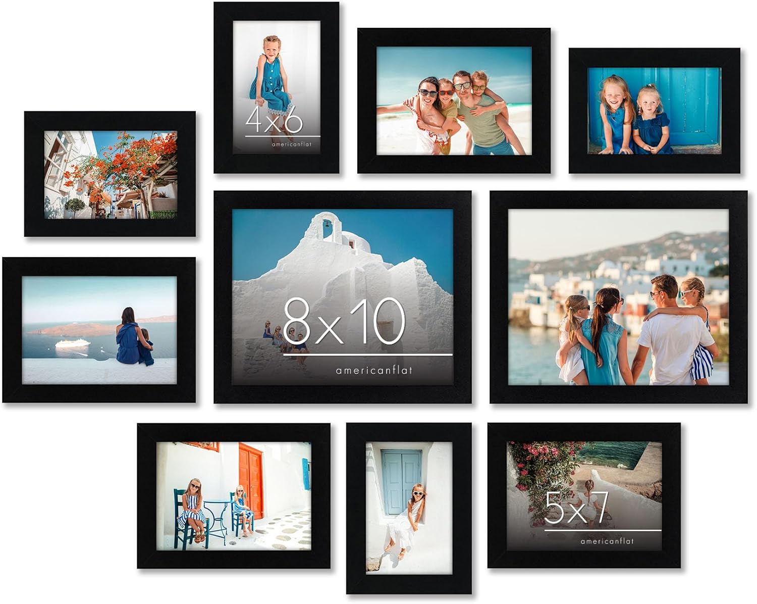 Americanflat Set of 10 Picture Frames with Shatter-Resistant Glass - Gallery Wall Frame Set with Two 8x10, Four 5x7 and Four 4x6 Frames - Signature Collection - Black Americanflat Set of 10 Picture Frames with Shatter-Resistant Glass - Gallery Wall Frame Set with Two 8x10, Four 5x7 and Four 4x6 Frames - Signature Collection - Black