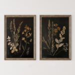 Vintage Floral Wall Art Decor Black Botanical Canvas Art Moody Flower Wall Art Dark Academia Poster Painting Vintage Floral Prints Pictures for Bedroom Living Room 16x24 Inch Set of 2 Unframed