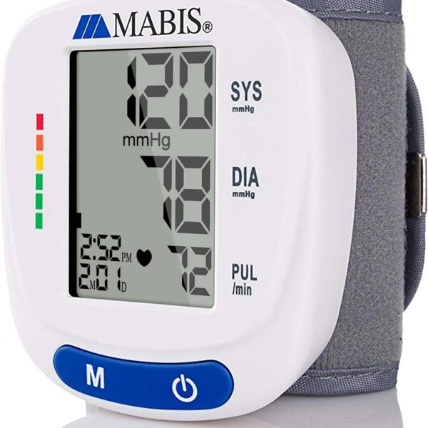 Mabis Digital Premium Wrist Blood Pressure Monitor with Automatic Wrist Cuff that Displays Blood Pressure, Pulse Rate and Irregular Heartbeat, Stores up to 120 Readings (Pack of 48)