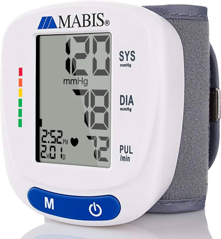 Mabis Digital Premium Wrist Blood Pressure Monitor with Automatic Wrist Cuff that Displays Blood Pressure, Pulse Rate and Irregular Heartbeat, Stores up to 120 Readings (Pack of 48)