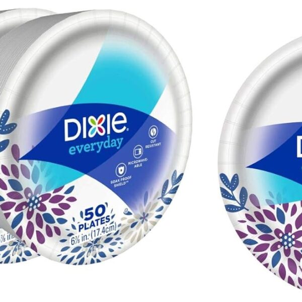 Dixie Paper Dessert Plates, 6 7/8" Inch, 50 Ct (3)