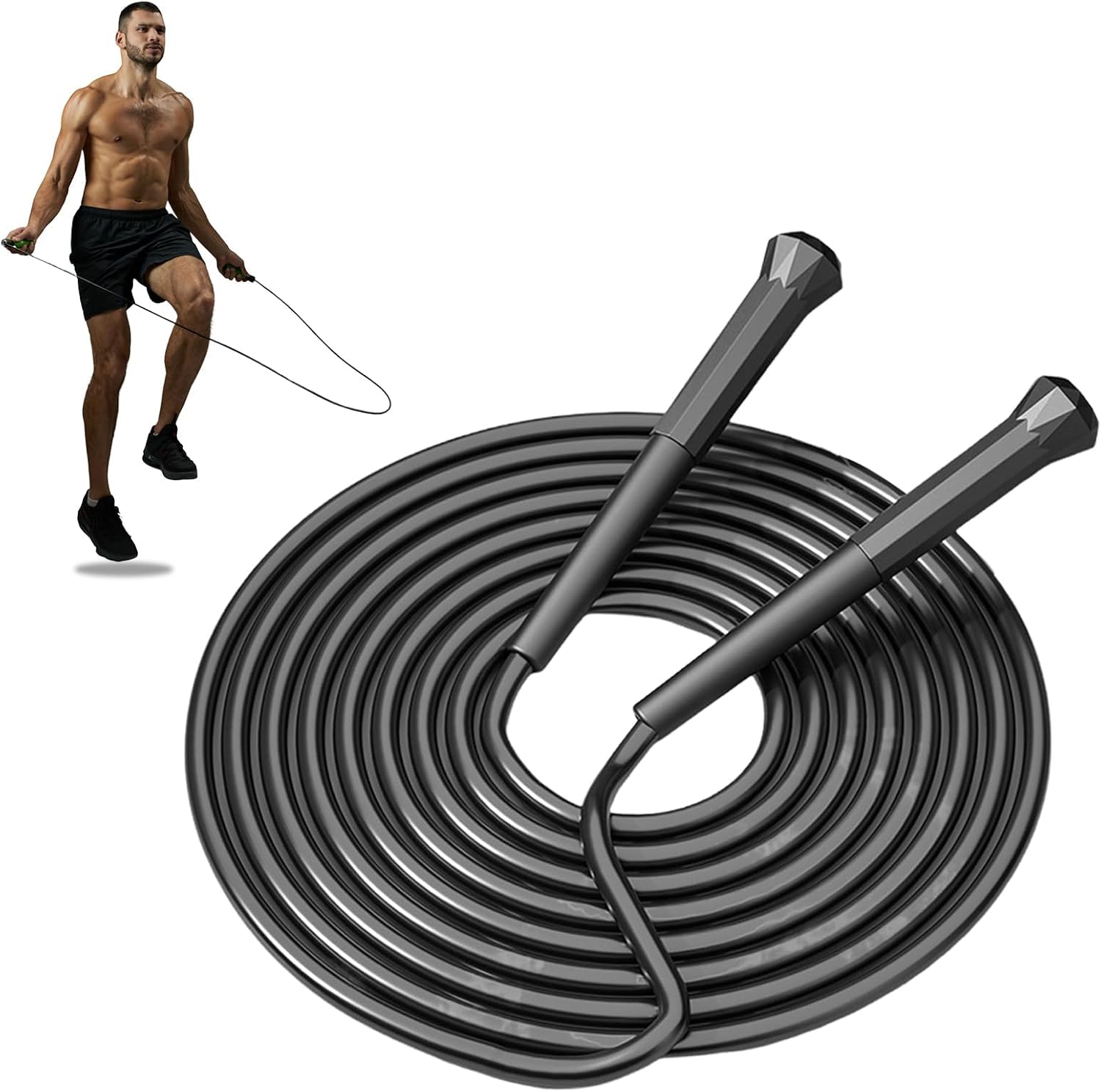 10 ft Speed Jump Rope with Handle, Adjustable Skipping Rope for Men Women, 3 oz Ultra-light Professional Fitness Boxing Cross Fit Exercises Gym Cardio Endurance Training Lovers (Black) 10 ft Speed Jump Rope with Handle, Adjustable Skipping Rope for Men Women, 3 oz Ultra-light Professional Fitness Boxing Cross Fit Exercises Gym Cardio Endurance Training Lovers (Black)